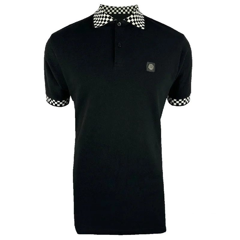 Trojan Chequered Trim Polo Shirt Black/White