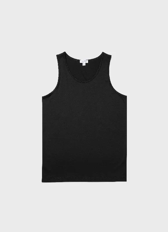 Men's Superfine Cotton Underwear Vest in Black