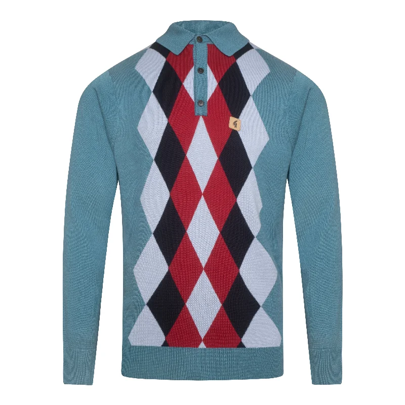 Gabicci Vintage Pablo Knit Polo Teal