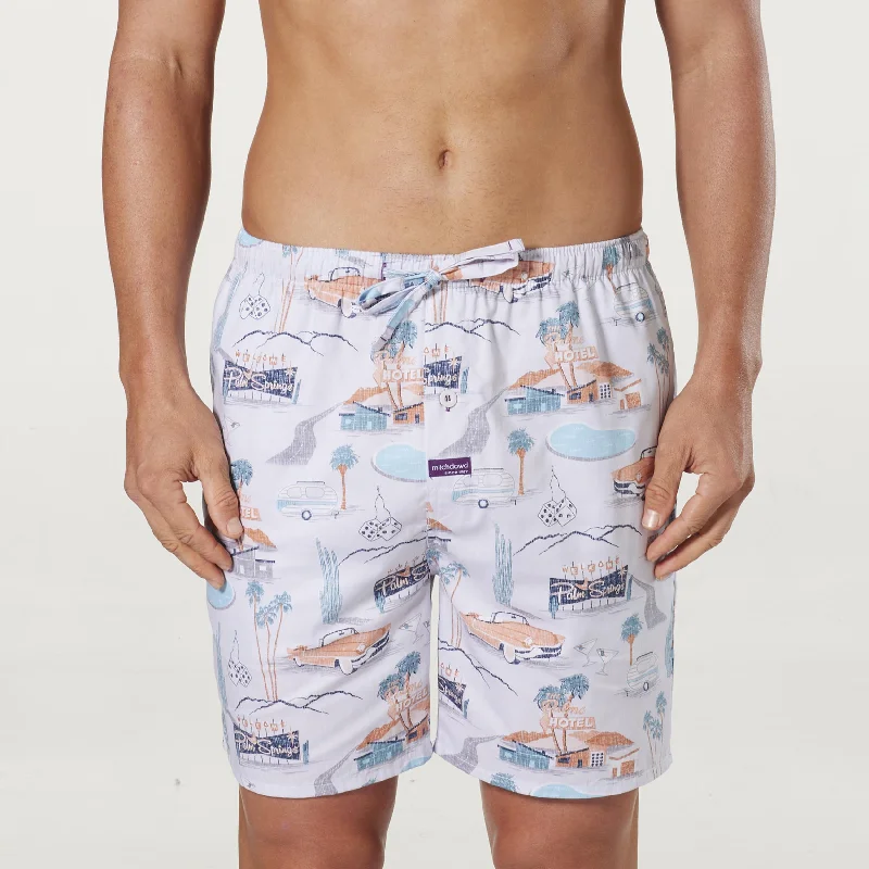 Men's Palm Springs Cotton Sleep Shorts - White