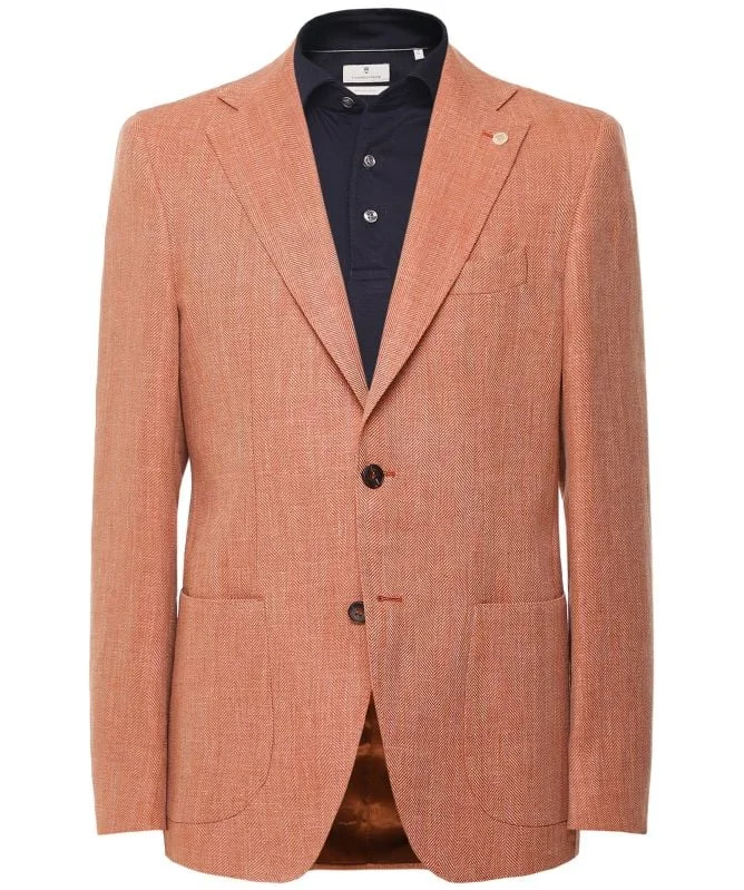 ID70034-Cavaliere Orange  Herringbone Bone Jacket