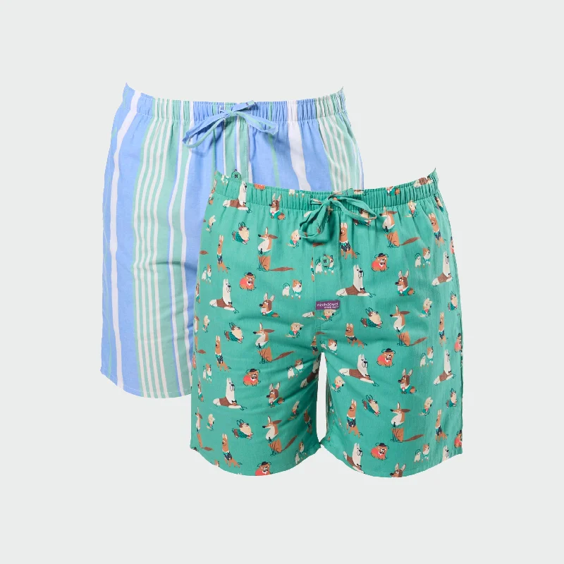 Men's How Much Is That Doggy Cotton Sleep Shorts 2 Pack - Green