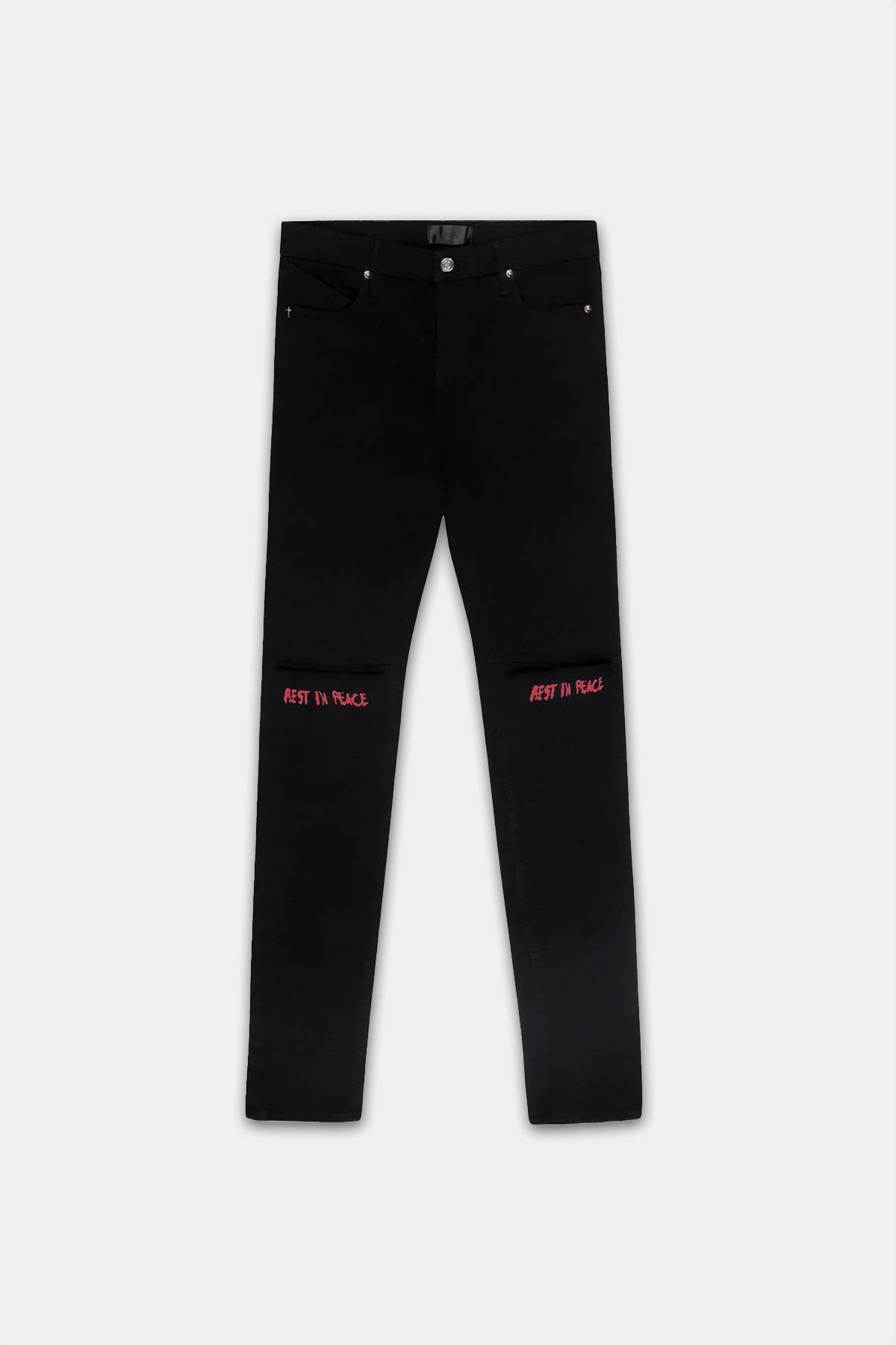 BRYANT SKINNY JEAN | BLACK RED REST IN PEACE