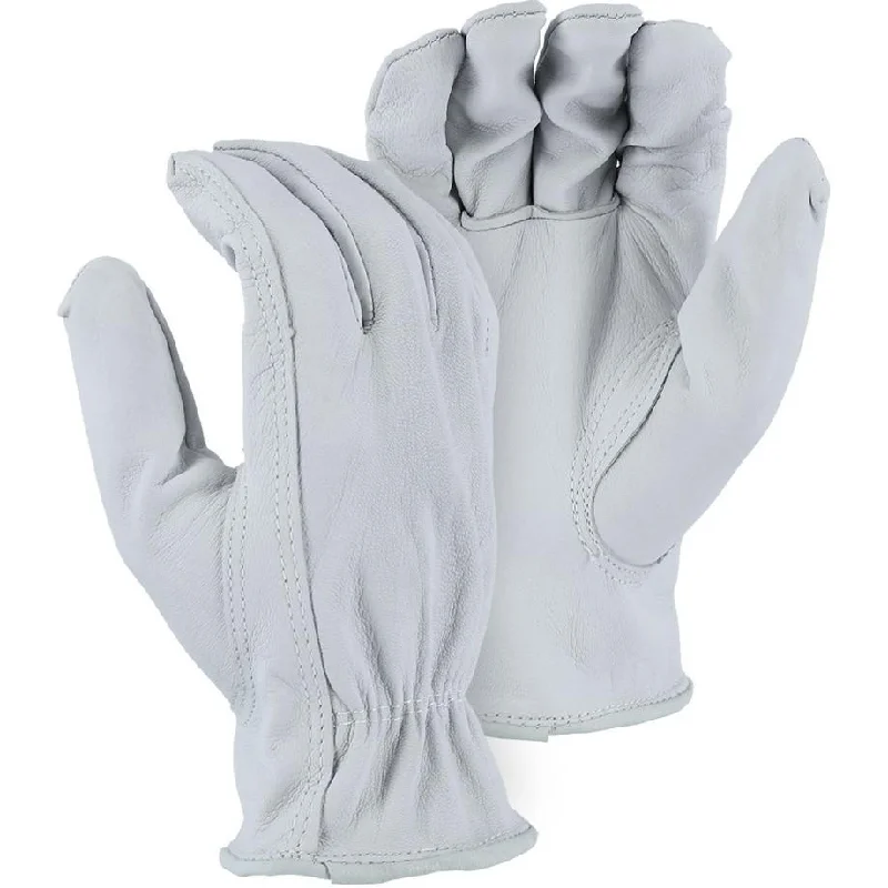 Leather Drivers Glove - A-Grade Goatskin, Keystone Thumb, Shirred Back, Rolled Leather Hem, Majestic (PK 12 Pairs)