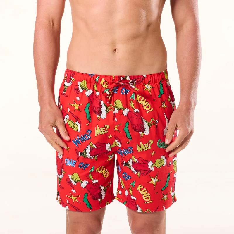 Men's Grinch Who Me Cotton Sleep Short - Red