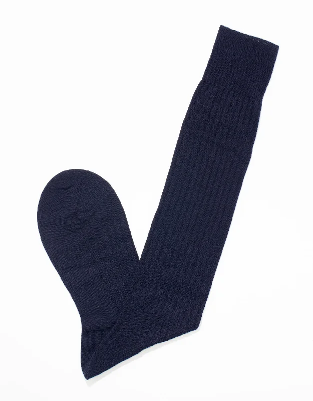 NAVY OVER-CALF HOSE WOOL SOCKS