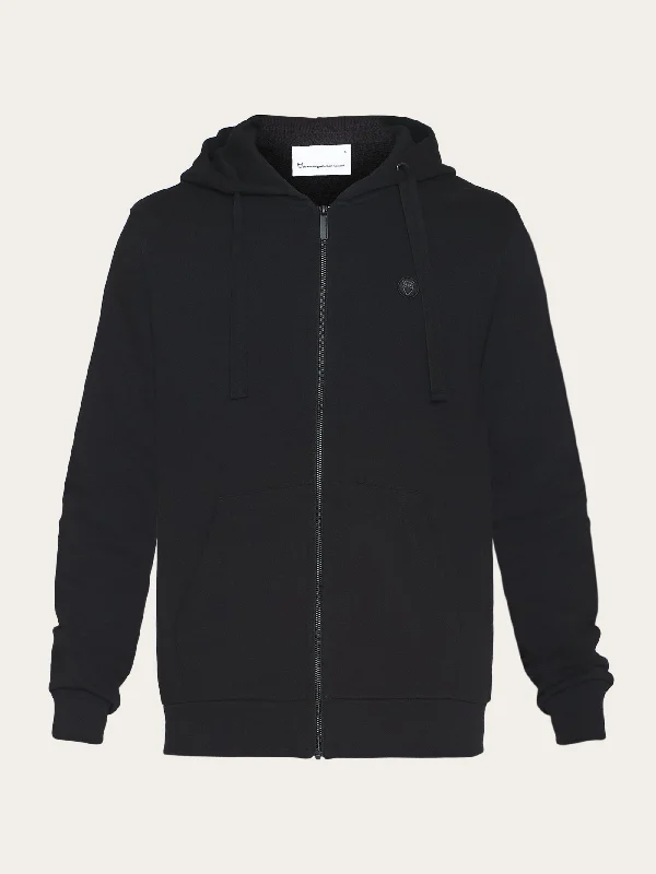 Zip hood kangaroo badge sweat - Black Jet