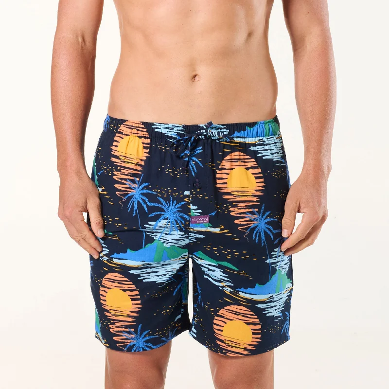 Men's Setting Sun Cotton Sleep Shorts - Navy