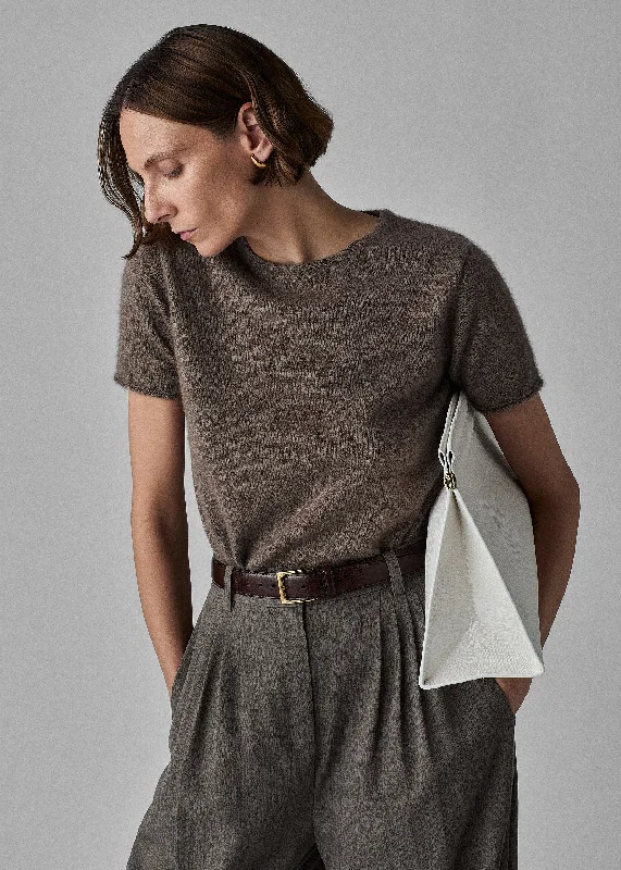 Boxy Tee in Cashmere Silk - Brown