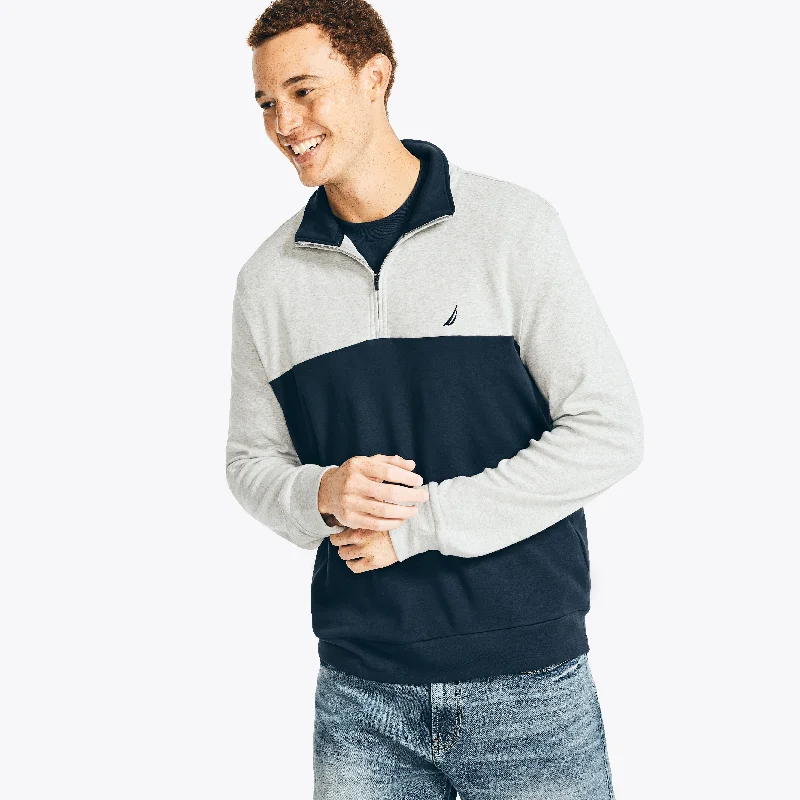 Nautica Mens Colorblock Quarter-Zip Sweatshirt