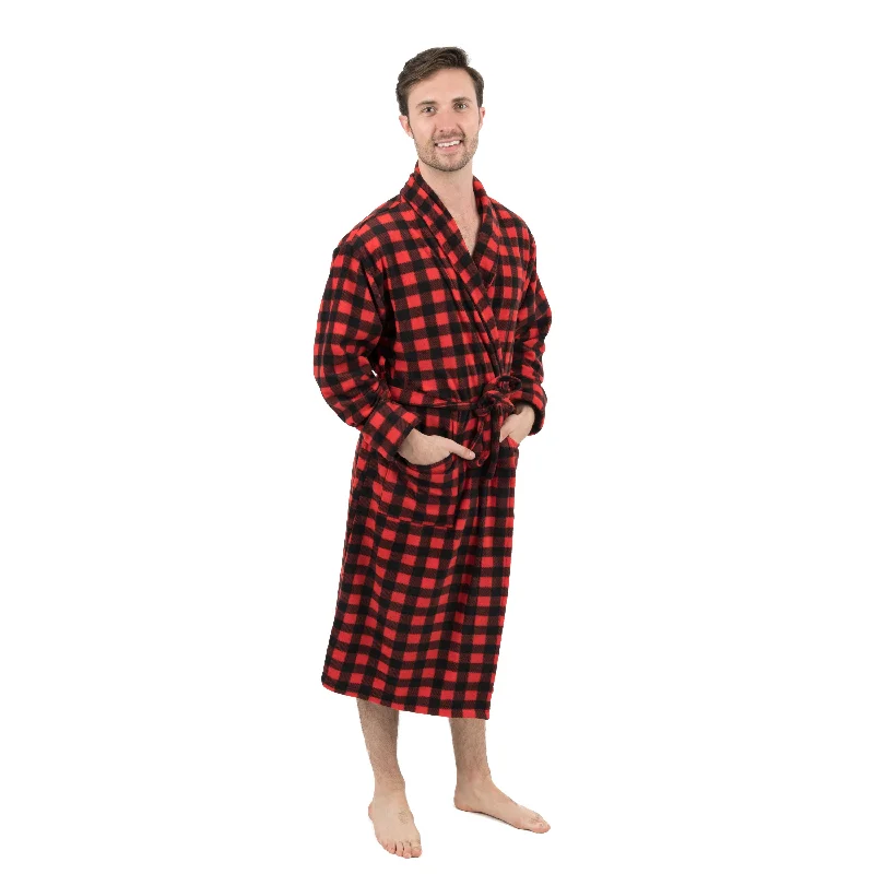 Christmas Mens Fleece Robe Plaid