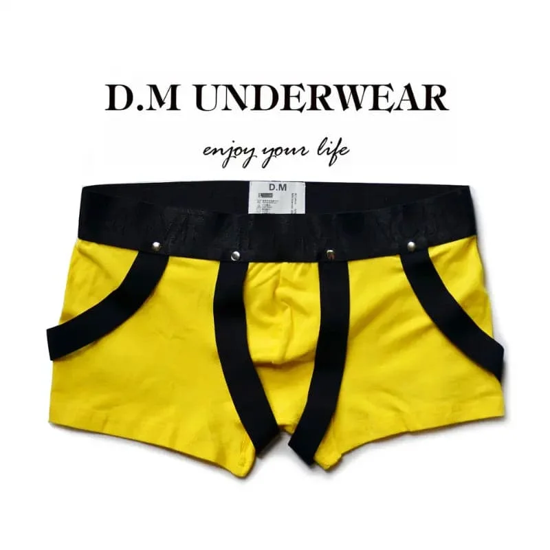 D.M Low Waist Sexy Boxers Black and White Rings