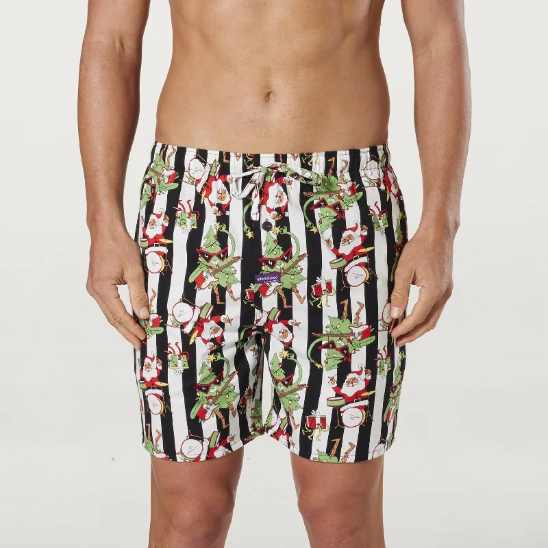 Men's Jingle Bell Rock Christmas Cotton Sleep Short - Black & White