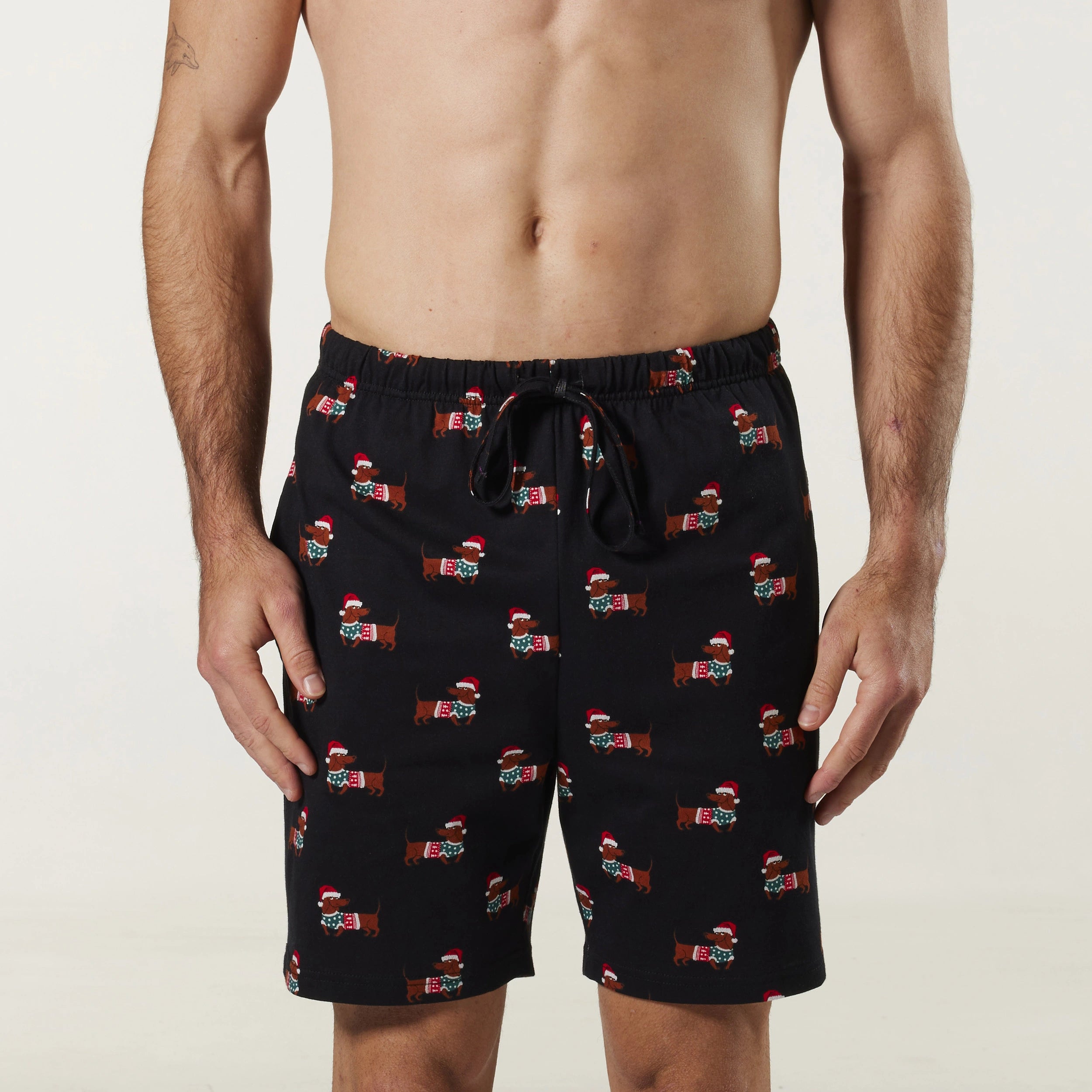 Men's Sausage Dogs Cotton Sleep Short - Black