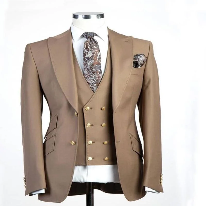 Three Piece Suit Men's Double Breast Vest Suit