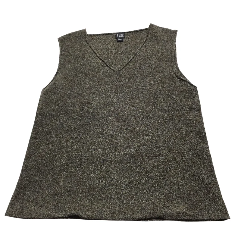 Vest Sweater By Eileen Fisher In Brown & Green, Size: L