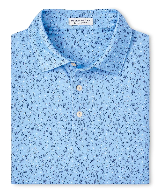 Peter Millar Short Sleeve 'Hair Of The Dog' Print Jersey Polo Knit Shirt