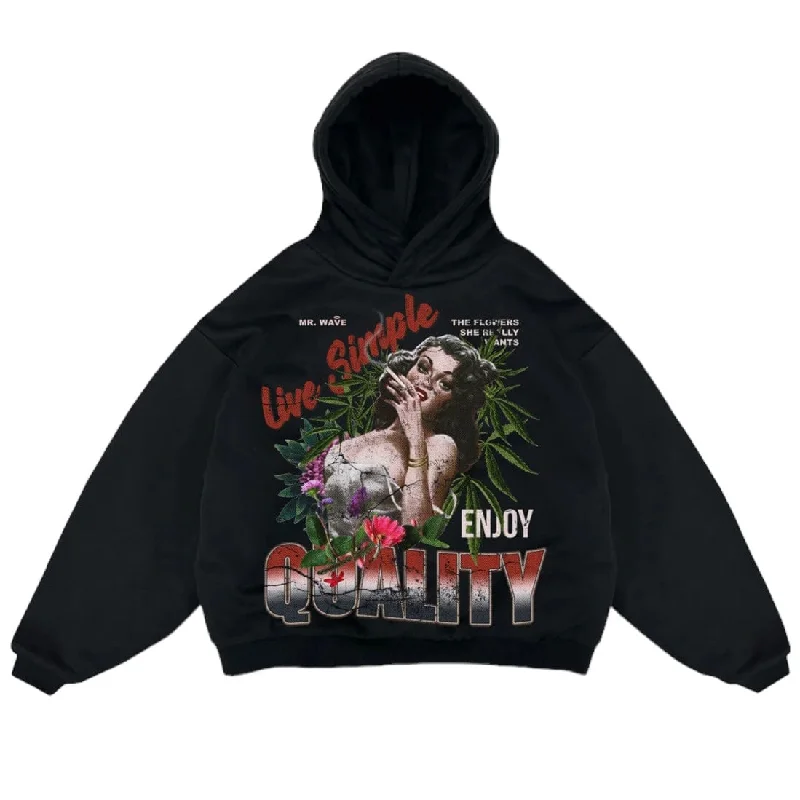 Mr.Wave The Flowers She Wants Hoodie (Black)