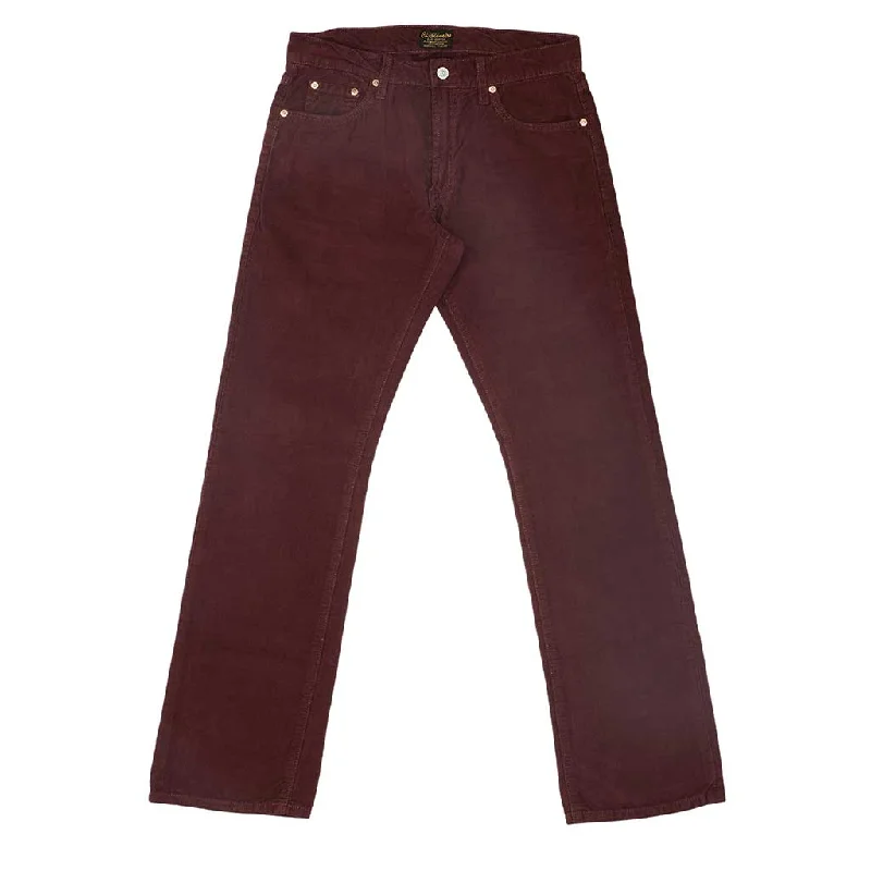 5-Pocket Slim Fit Corduroy Pants - Deep Burgundy