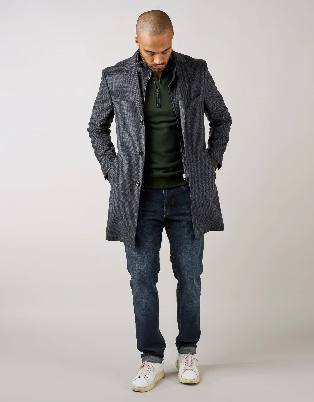 Compton Blue Houndstooth Overcoat