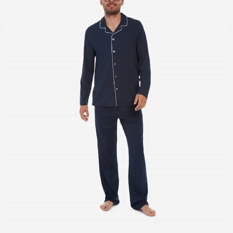 Men's Basel Micro Modal Long Pj Set In Navy