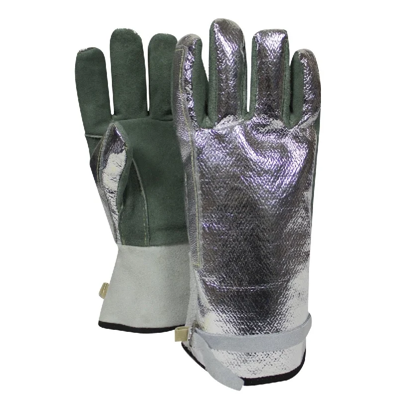 Aluminized Gloves - 18 Oz. OPF-Carbon/Kevlar Blend Back, Leather Palm, 13 In. Long, Reinforced Wing Thumb and Index (PK 1 Pair)