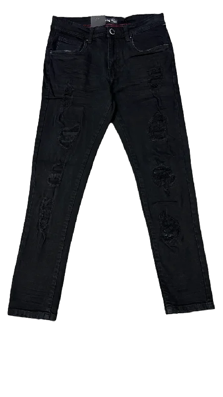 Arketype Black Jeans Men's Slim Fit Ripped Stretch Denim