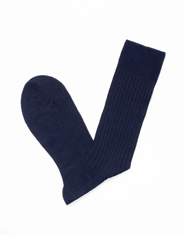 NAVY MID-CALF HOSE COTTON SOCKS