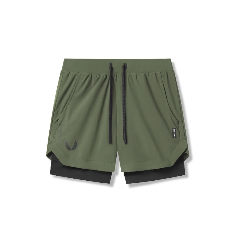 0865. Tetra-Lite® 5" Liner Short - Olive "Wings"/Black