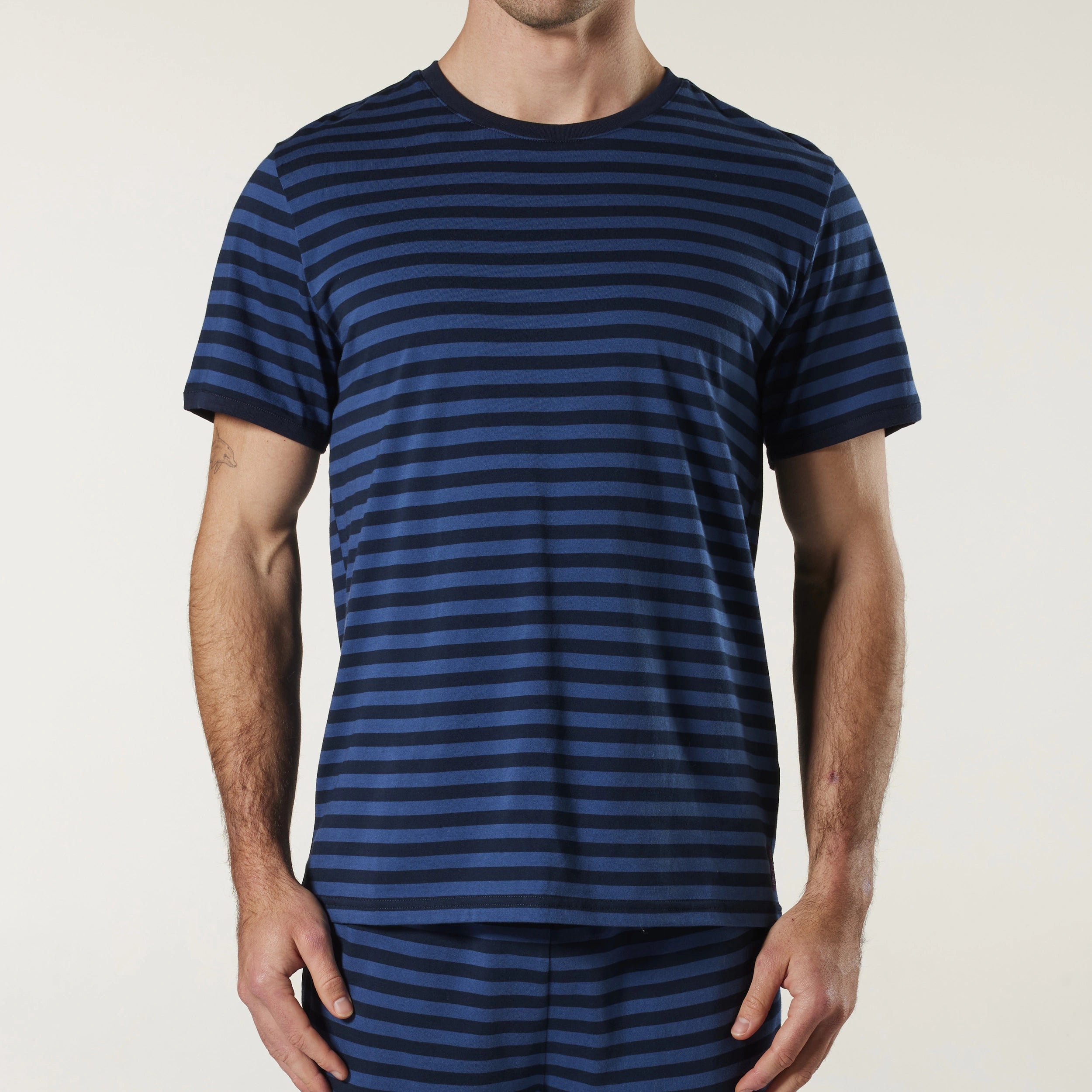 Men's Denim Stripe Cotton Sleep Tee - Denim