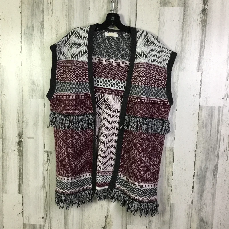 Vest Sweater By Entro In Grey & Red, Size: L