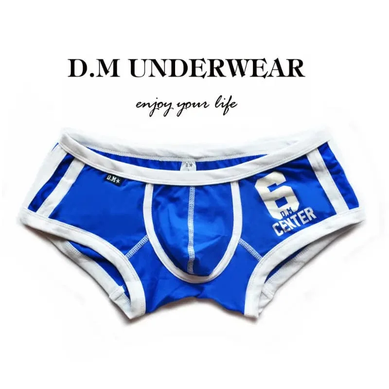 D.M Men's Boxer Briefs Low Waist Sexy Cotton Letters