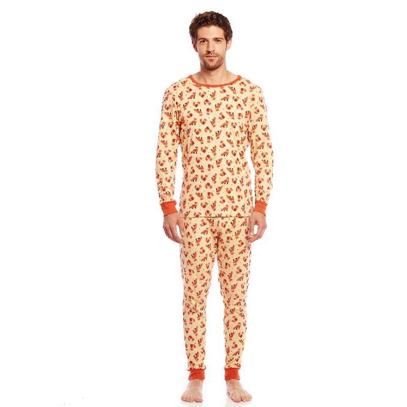 Mens Two Piece Cotton Pajamas Fox