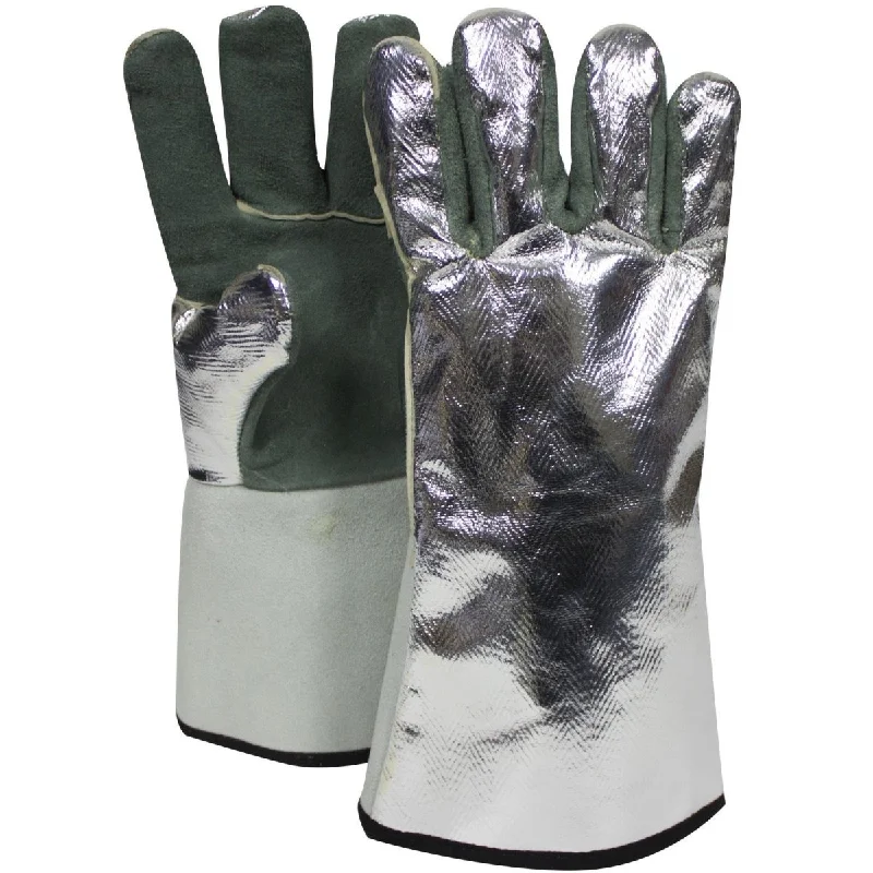 Aluminized Gloves - Rayon Back, Leather Palm, 13 In. Long, Wing Thumb, Wool Lined (PK 1 Pair)