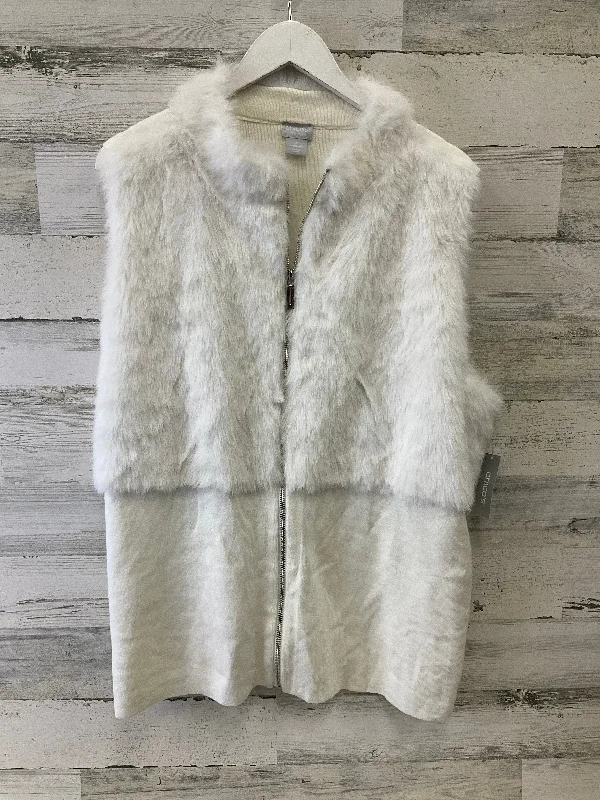 Vest Faux Fur & Sherpa By Chicos In White, Size: Xxl