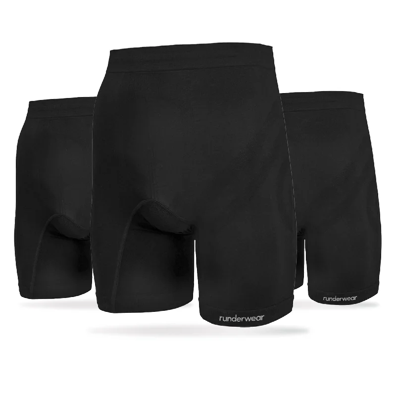 Men's Running Long Boxer- Black (Multibuy x3)