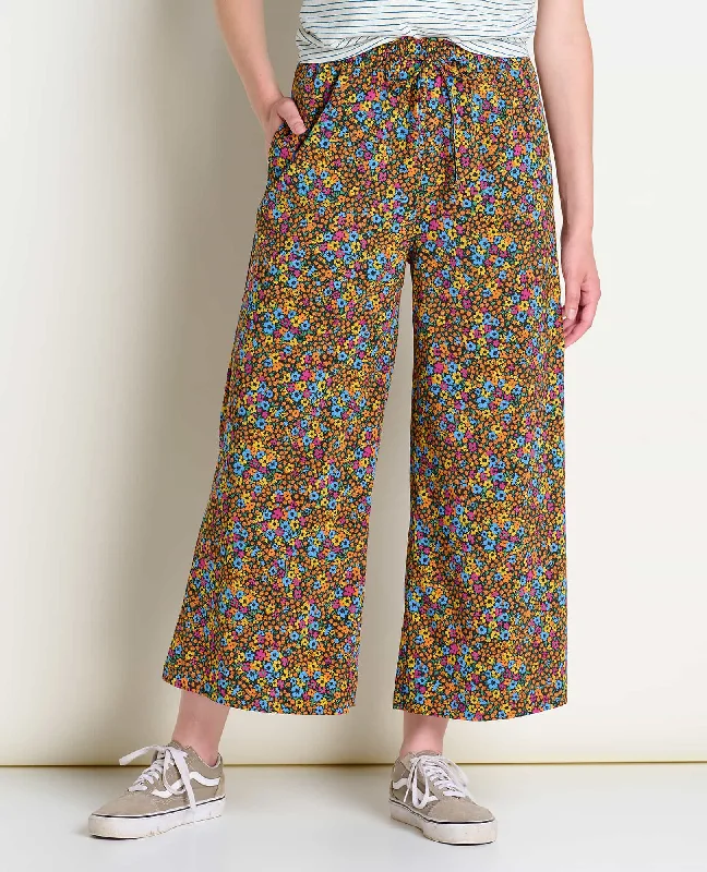 Women's Sunkissed Wide Leg Pant II - Black Micro Floral Print