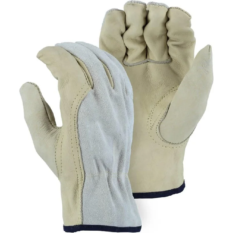 Leather Drivers Glove - Kevlar Sewn Combination B-Grade Cowhide, Keystone Thumb, Majestic (PK 12 Pairs)