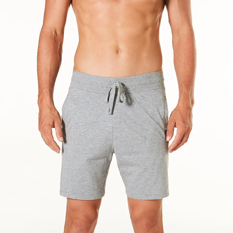 Men's Classic Slim Leg Cotton Knit Sleep Short - Grey Marle