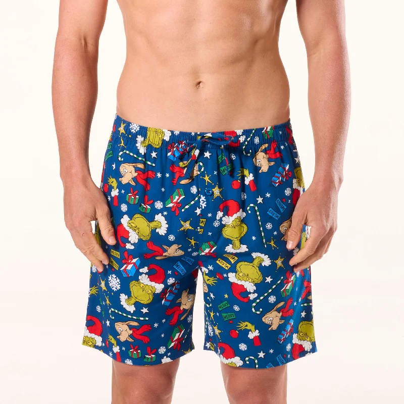 Men's Grinch Cotton Sleep Short - Navy