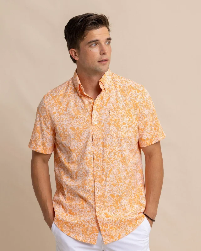 Floral Coral Intercoastal Short Sleeve Sport Shirt