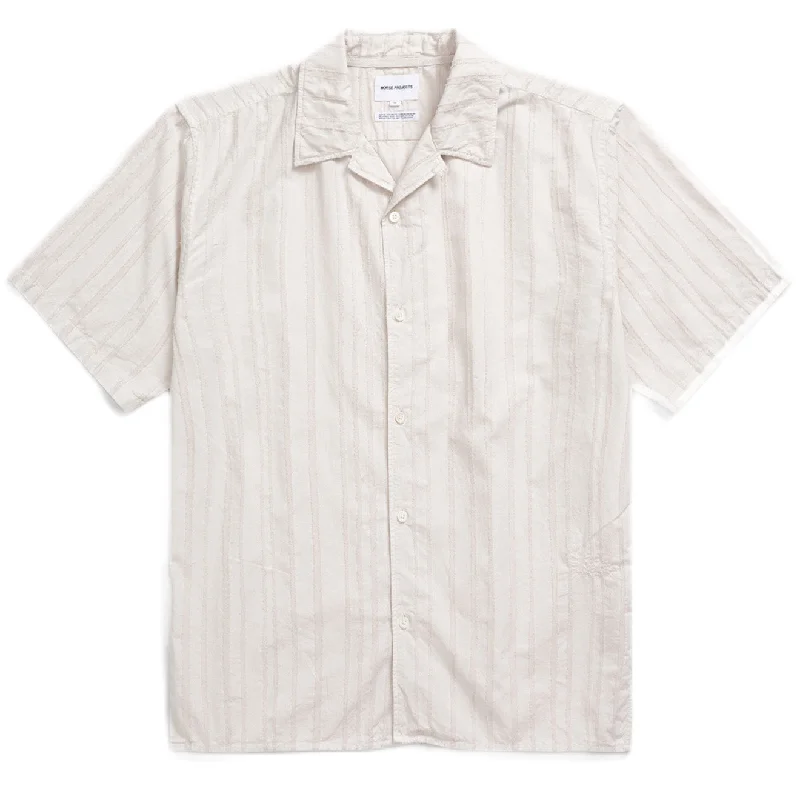 Norse Projects Carston Stripe SS Shirt Marble White