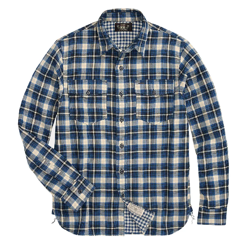 RRL by Ralph Lauren Plaid Double-Faced Workshirt Blue Multi