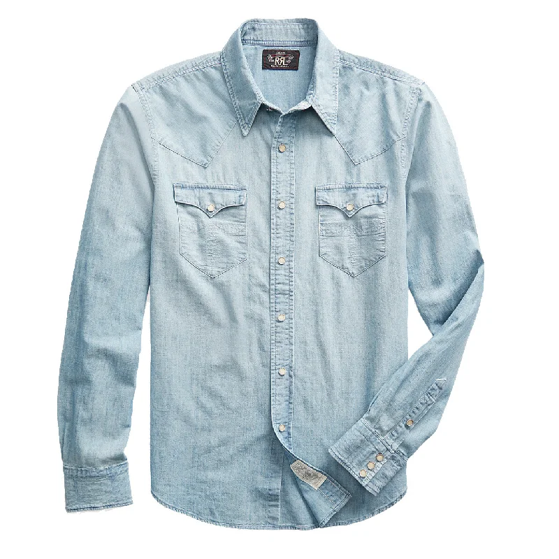 RRL by Ralph Lauren Slim Fit Chambray Western Shirt Davey Wash