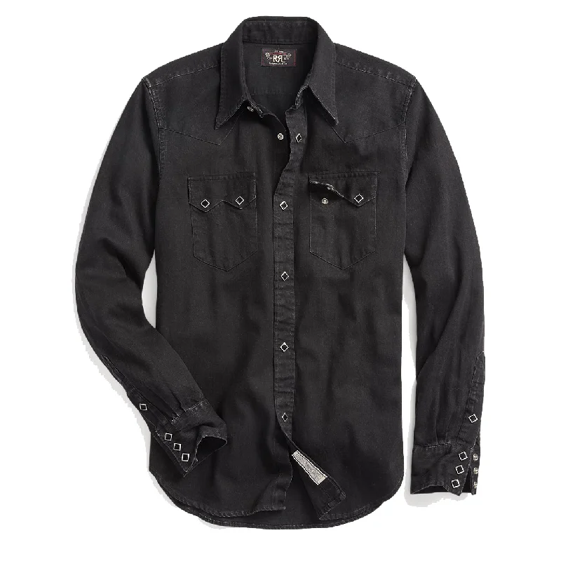 RRL by Ralph Lauren Slim Fit Denim Western Shirt Black