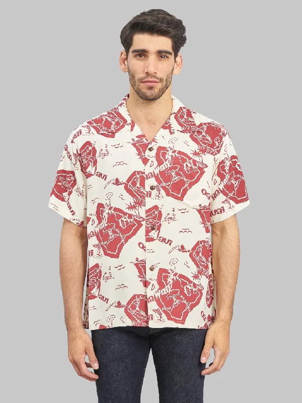 Sun Surf Showing Hawaiian Island Shirt Off White