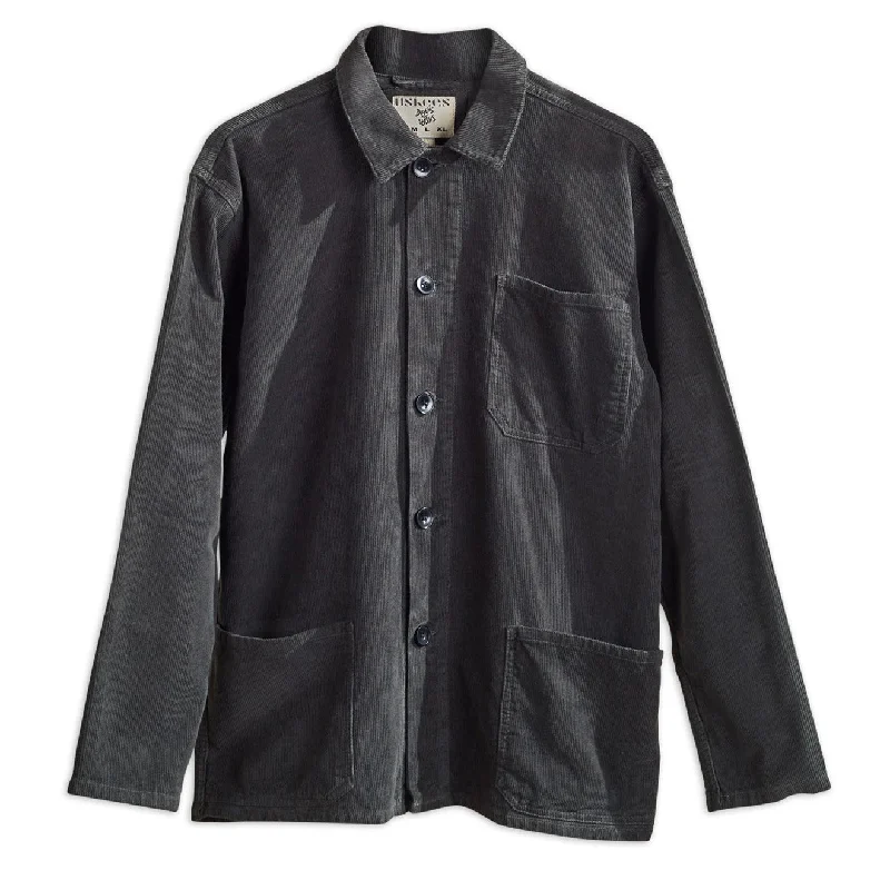 USKEES 3001 Buttoned Cord Overshirt Faded Black