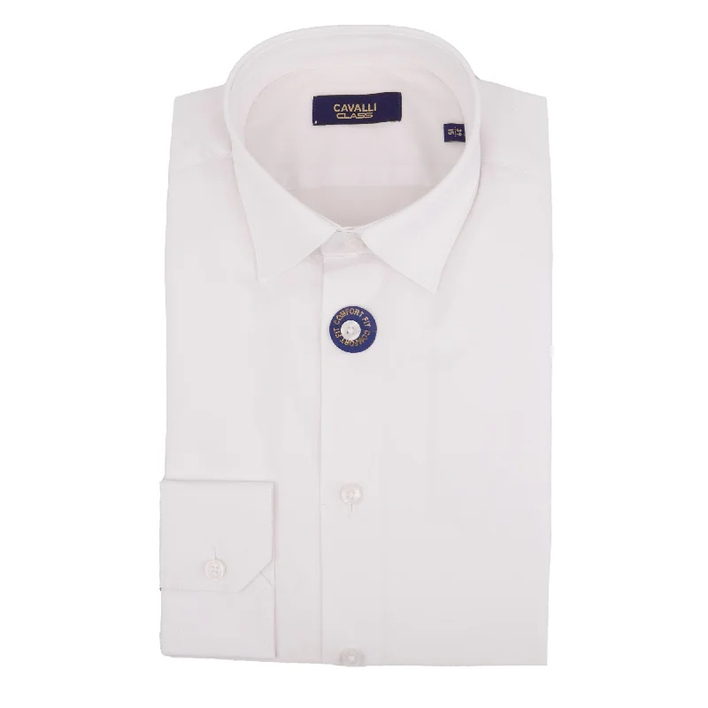 Cavalli Class Mens Comfort Fit White Dress Shirt