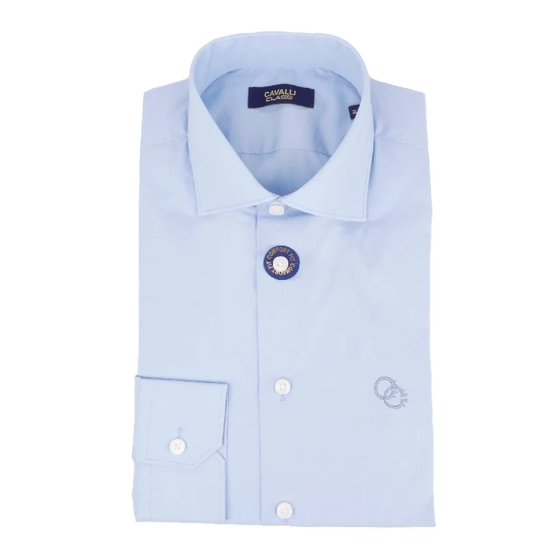 Cavalli Class Mens Light Blue Dress Shirt W Logo