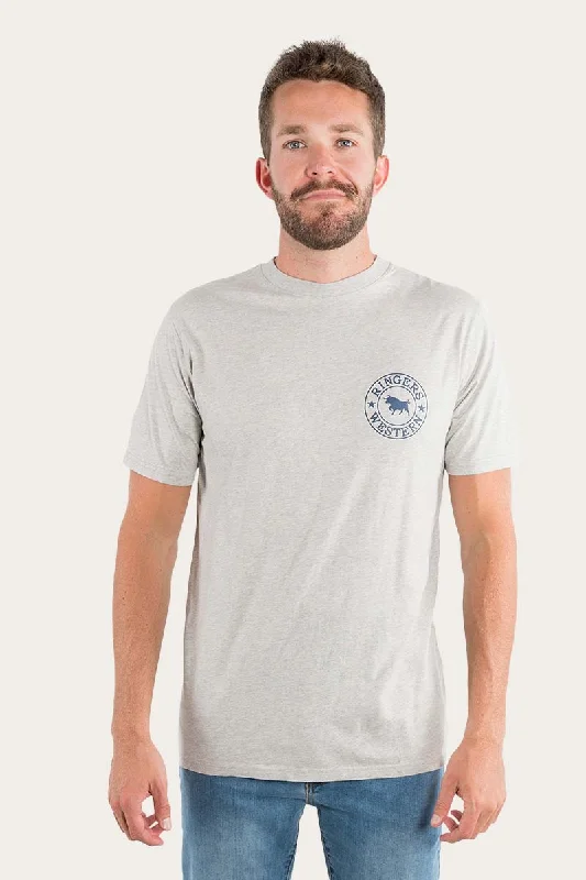 Signature Bull Mens Classic T-Shirt - Grey Marle/Navy